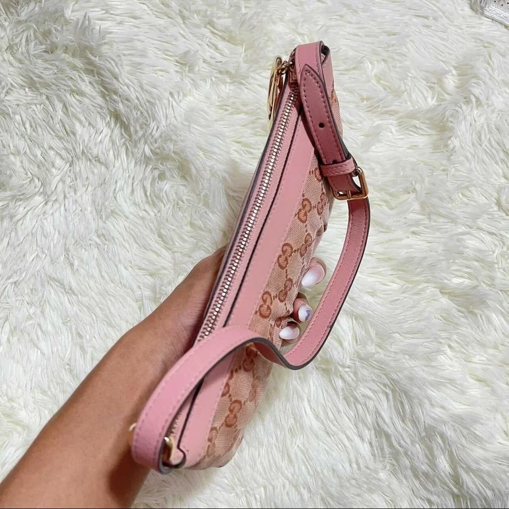 💯AUTH GUCCI PINK MINI SHOULDER BAG LOGO POUCHETTE - Picture 7 of 13